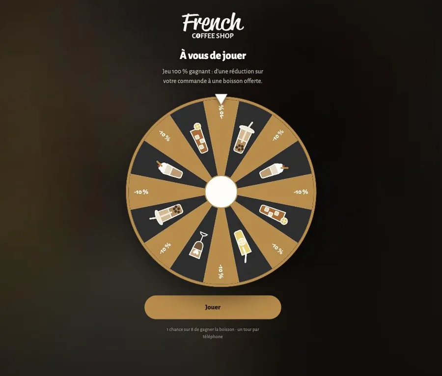 La roulette du French Coffee Shop, un jeu qui collecte des avis Google
