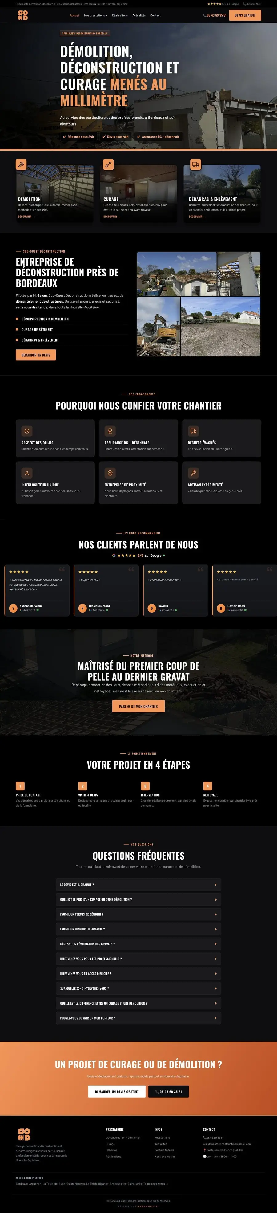 Page d’accueil du site Sud Ouest Déconstruction